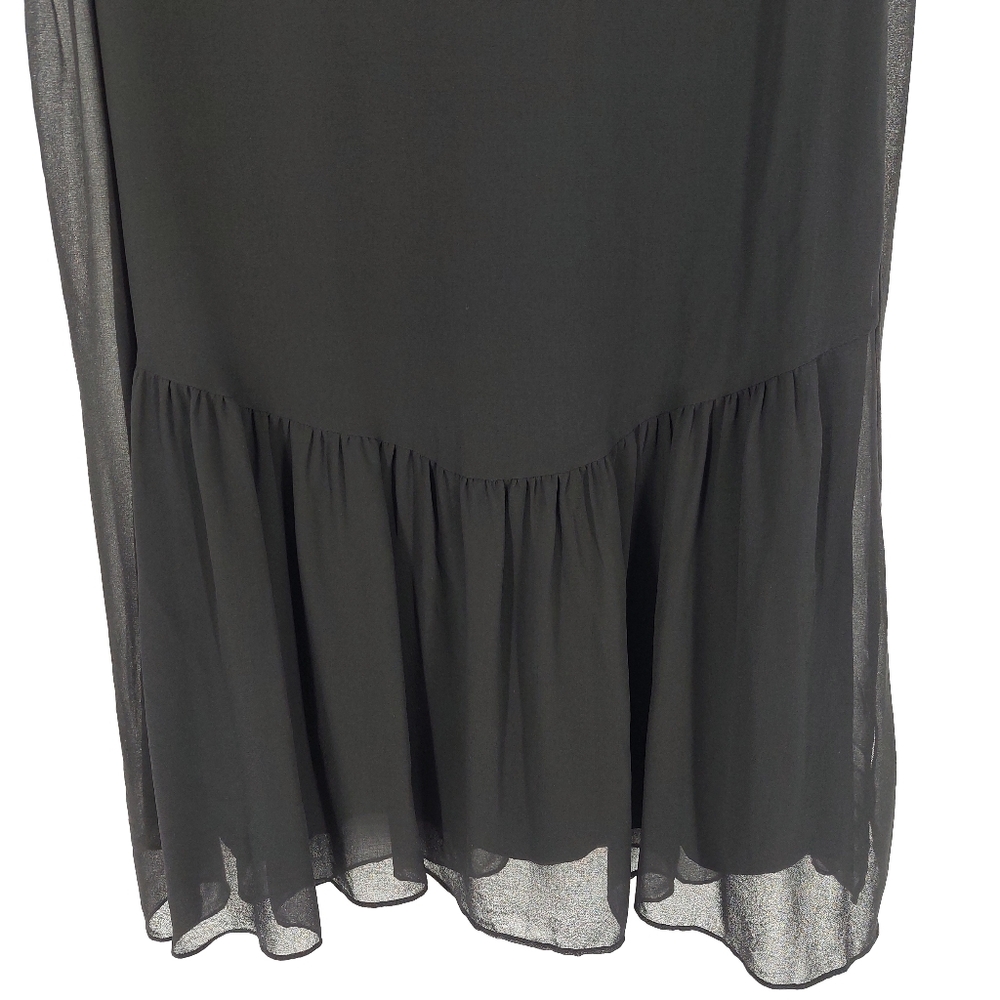 Sandro Black Sheer Sleeveless V-Neck Dress, Sz 2 - Picture 4 of 12